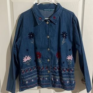 Floral embroidered jean jacket